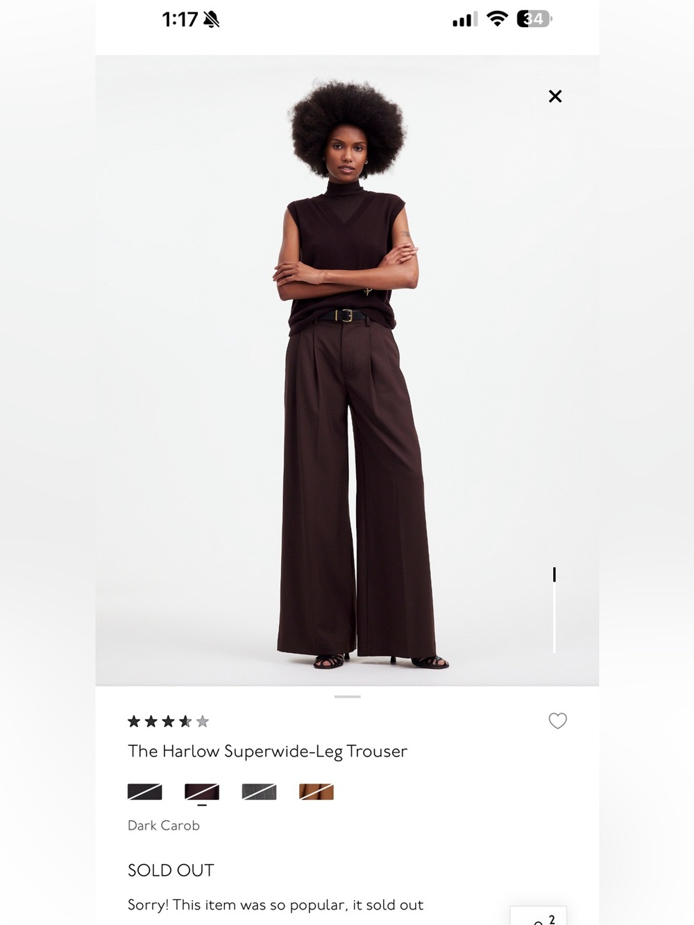 Madewell Harlow Superwide-Leg Trouser in Dark Carob